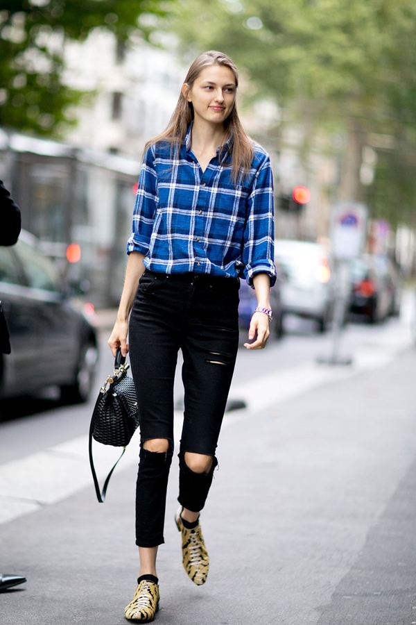 Рваные джинсы в уличном стиле